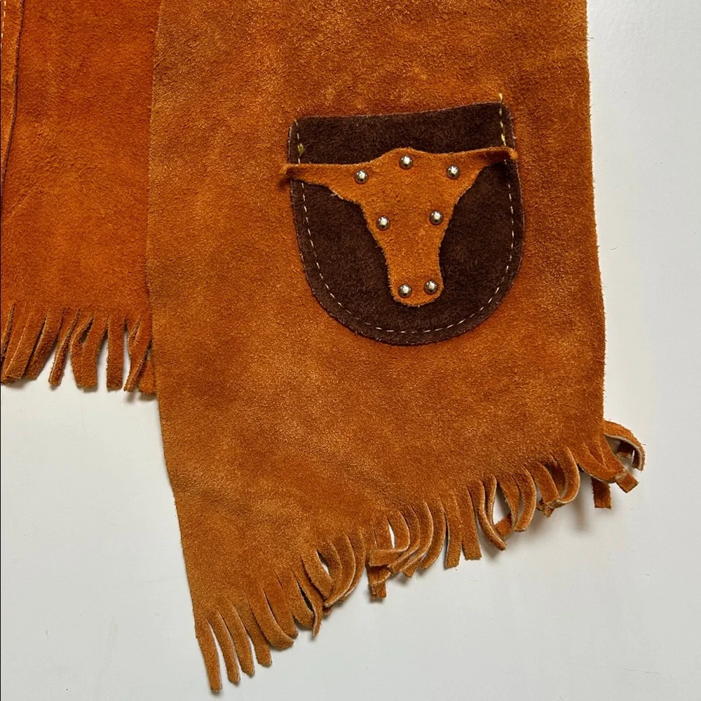 Vintage John R. Craighead kids size Large leather‎ fringe sheriff western vest.